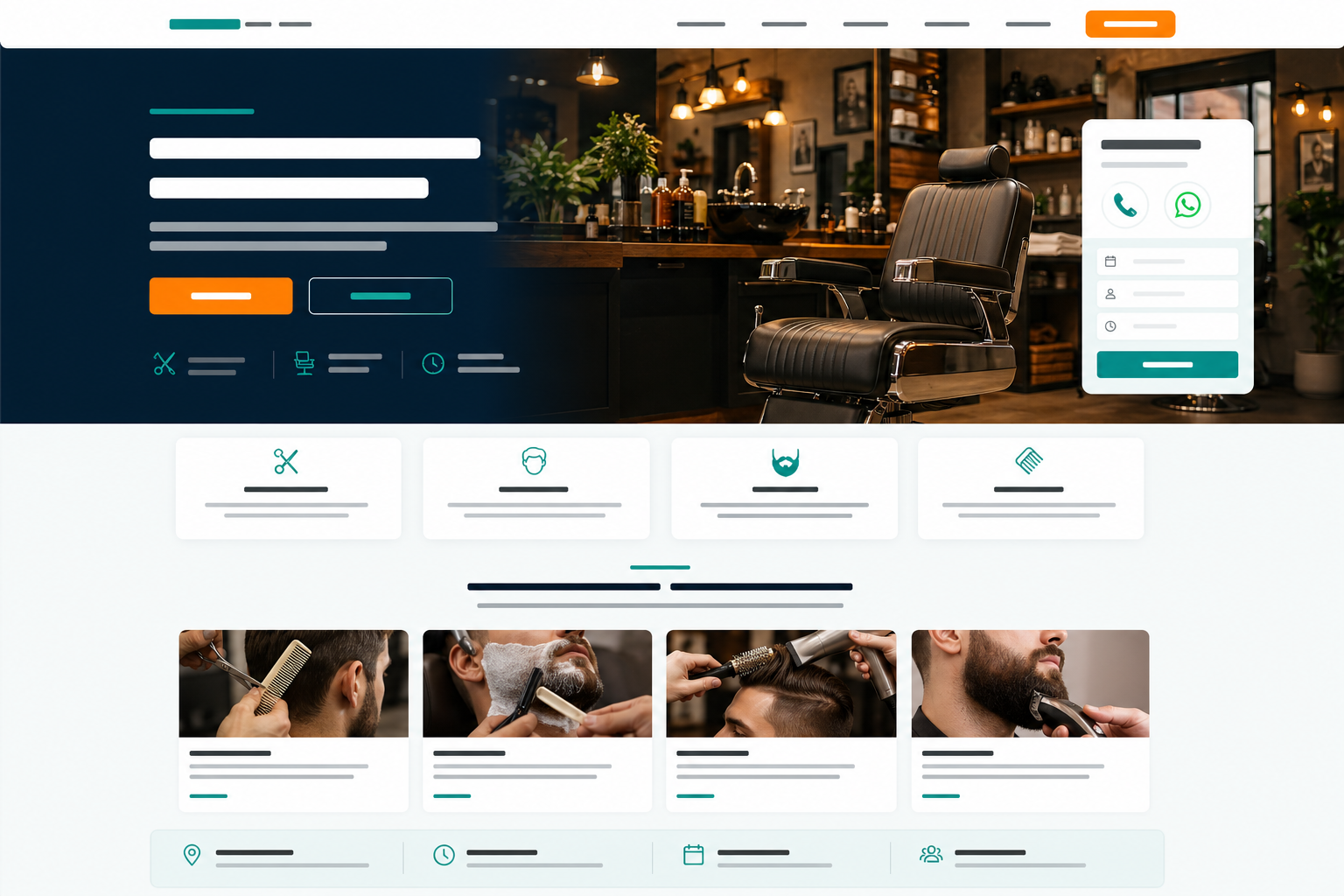 Kuaför ve berber için örnek web sitesi önizlemesi