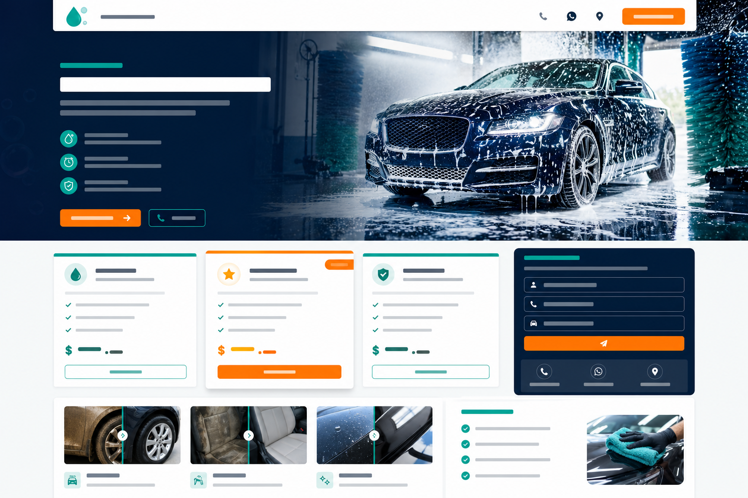 Oto yıkama için örnek web sitesi önizlemesi
