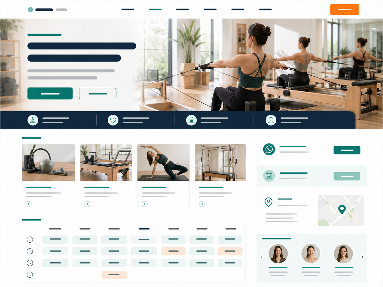 Pilates stüdyosu için örnek web sitesi önizlemesi